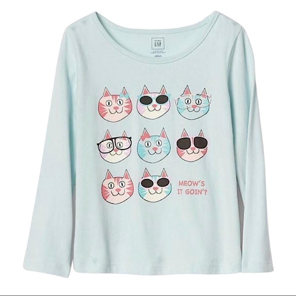 Gap Meow’s it going Long sleeve shirt 
Size: 18-24 Months